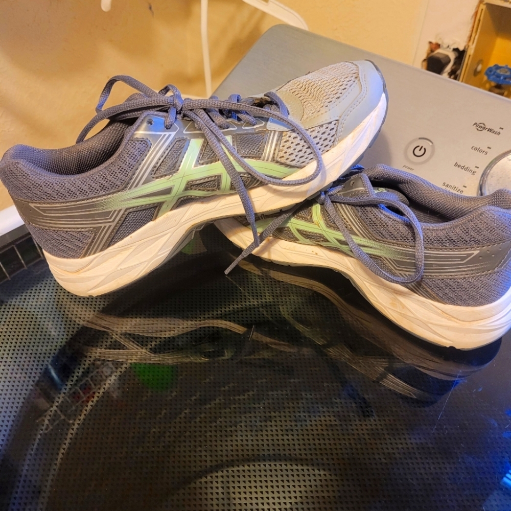 Asics Gray and Green Athletic Shoes